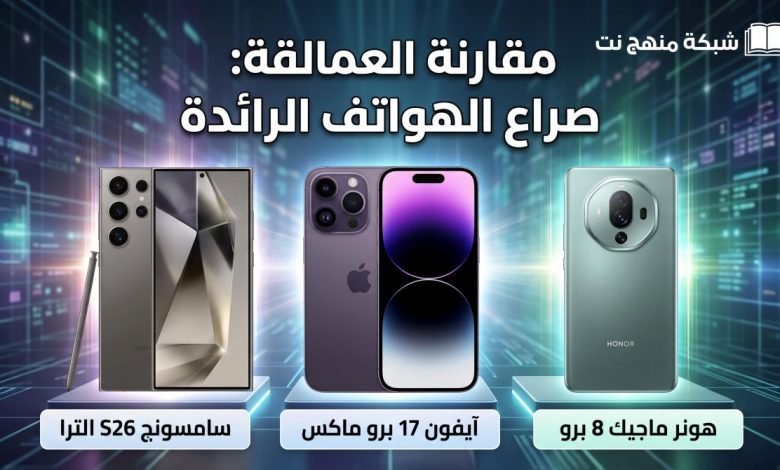 صراع العمالقة: من ينتزع عرش الهواتف الرائدة في السوق السعودي؟ 1 شبكة منهج نت التعليمية صراع جوالات العمالقة 2026 من ينتزع عرش الهواتف الرائدة في السوق السعودي